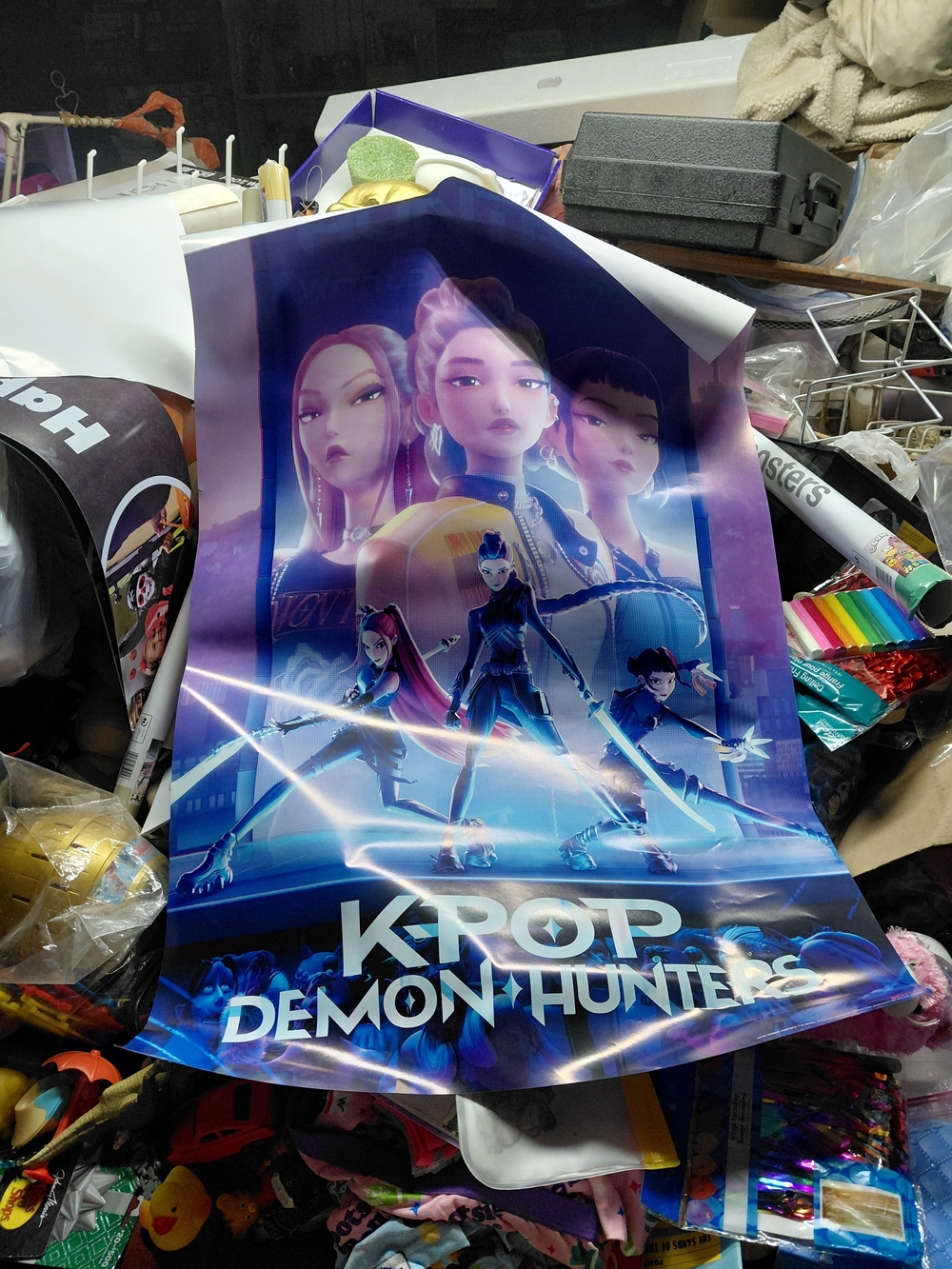 KPOP Demon Hunters Wall Art Poster - Blue & Purple Pop Art